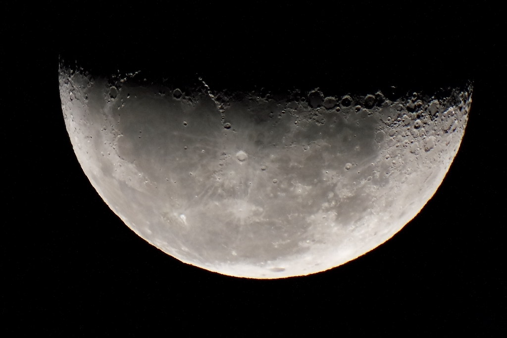 Half moon against night sky